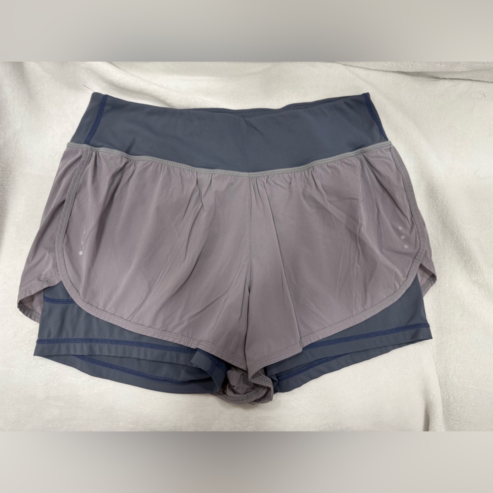 Soothfeel Women Running Gray and Blue Athletic Shorts Size Large
